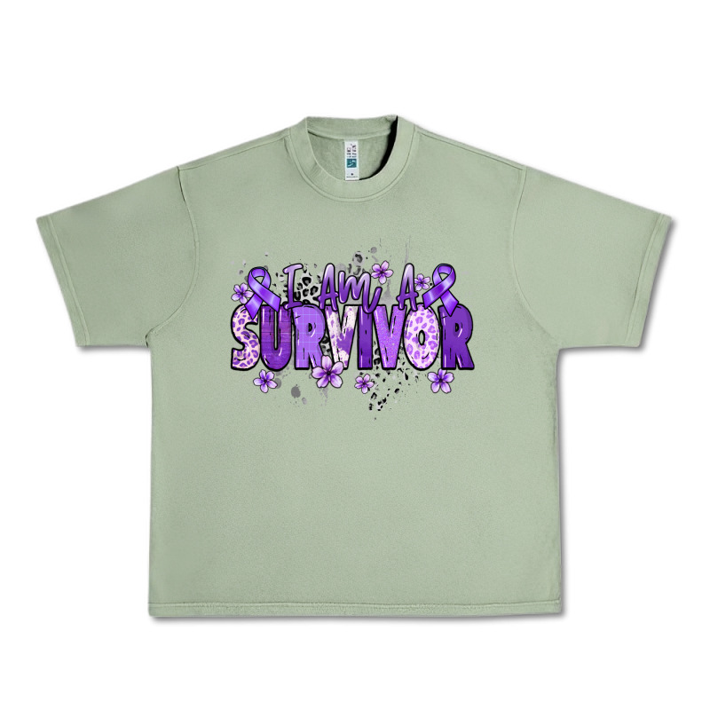 I Am A Survivor Purple Ribbon Urban Heavy Tee by NancyCooperArtShop | Teevron