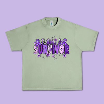 I Am A Survivor Purple Ribbon Urban Heavy Tee Designed By Nancycooperartshop