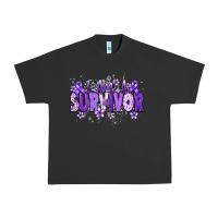 Pigment Black I am a survivor purple ribbon Urban Heavy Tee - NancyCooperArtShop