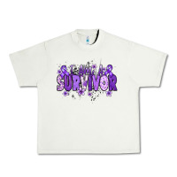 Pistachio I am a survivor purple ribbon Urban Heavy Tee - NancyCooperArtShop