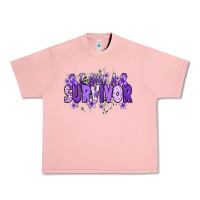 Salmon I am a survivor purple ribbon Urban Heavy Tee - NancyCooperArtShop