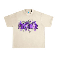 Sandshell I am a survivor purple ribbon Urban Heavy Tee - NancyCooperArtShop