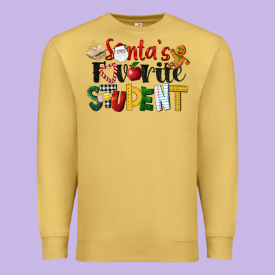 Santa's Favorite Student Christmas Premium Sweatshirt Designed By Lillyallendesigns