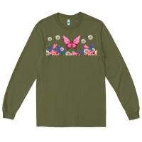 Army Green butterflies and flowers Long Sleeve Tee - TumblerDesignByShophia