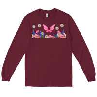 Burgundy butterflies and flowers Long Sleeve Tee - TumblerDesignByShophia