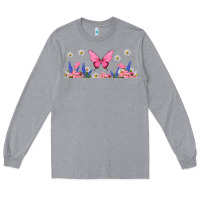 Heather Grey butterflies and flowers Long Sleeve Tee - TumblerDesignByShophia