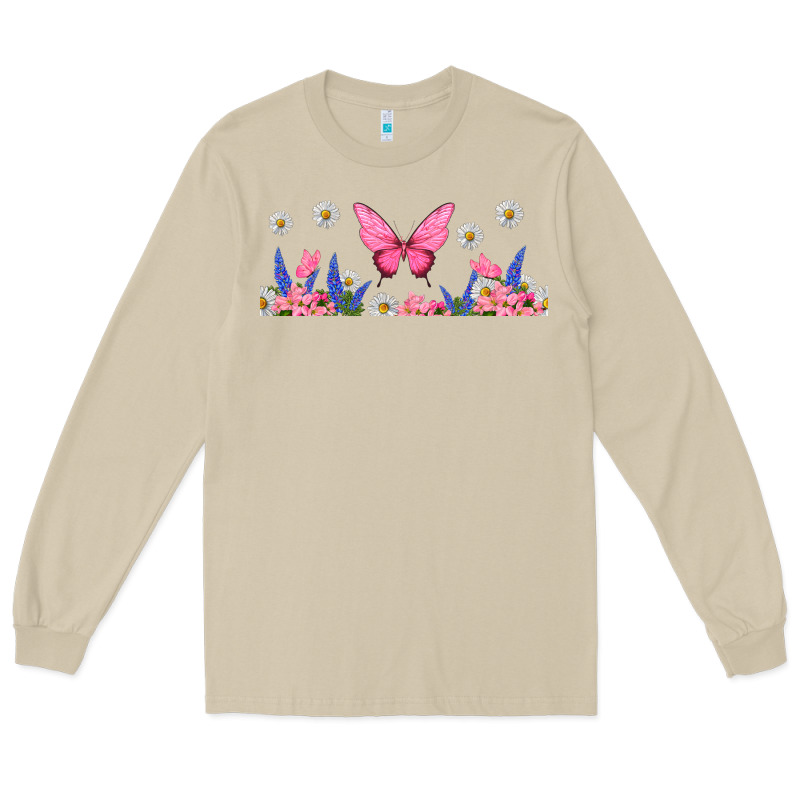 Butterflies And Flowers Long Sleeve Tee by TumblerDesignByShophia | Teevron