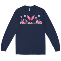 Navy butterflies and flowers Long Sleeve Tee - TumblerDesignByShophia