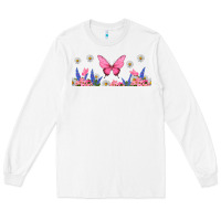 White butterflies and flowers Long Sleeve Tee - TumblerDesignByShophia