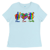 Baby Blue Peace Love Equality Ladies Tee - BundleAndBundleShop
