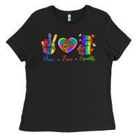 Black Peace Love Equality Ladies Tee - BundleAndBundleShop