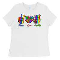 White Peace Love Equality Ladies Tee - BundleAndBundleShop
