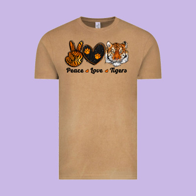 Peace Love Tigers Vintage Tee Designed By Ranaportraitstore