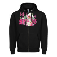 Black Let It Snow Pink Christmas Zipper Hoodie - FaDigitalArtStudio