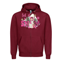 Burgundy Let It Snow Pink Christmas Zipper Hoodie - FaDigitalArtStudio