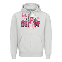 Dove Grey Let It Snow Pink Christmas Zipper Hoodie - FaDigitalArtStudio
