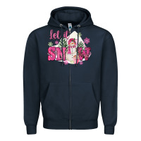 Navy Let It Snow Pink Christmas Zipper Hoodie - FaDigitalArtStudio