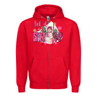 Red Let It Snow Pink Christmas Zipper Hoodie - FaDigitalArtStudio
