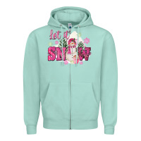 Let It Snow Pink Christmas Zipper Hoodie | Teevron