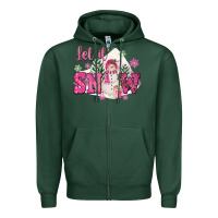 Sports Green Let It Snow Pink Christmas Zipper Hoodie - FaDigitalArtStudio