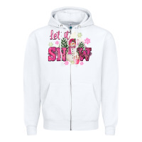 White Let It Snow Pink Christmas Zipper Hoodie - FaDigitalArtStudio