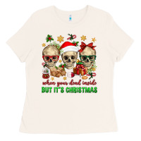 Bone When Your Dead Inside But It's Christmas Ladies Tee - BundleAndBundleShop