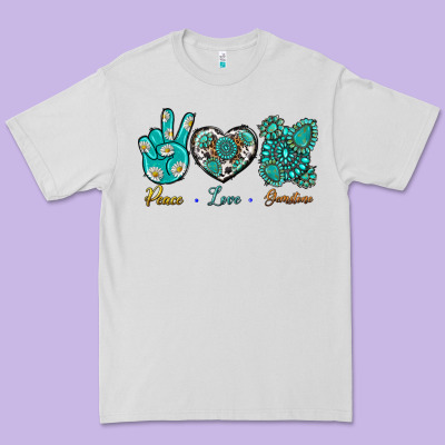 Peace Love Gemstone Premium Tee Designed By Bundleandbundleshop