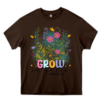 Chocolate Brown grow in grace Heavy Core Tee - MaliasSmallBusiness