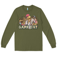 Army Green game day baseball leopard Long Sleeve Tee - HowdyJamesFarm