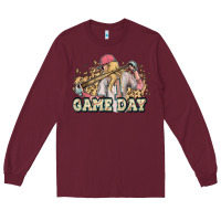 Burgundy game day baseball leopard Long Sleeve Tee - HowdyJamesFarm