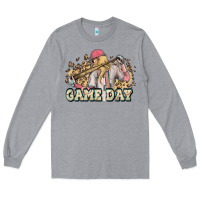 Heather Grey game day baseball leopard Long Sleeve Tee - HowdyJamesFarm