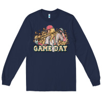 Navy game day baseball leopard Long Sleeve Tee - HowdyJamesFarm