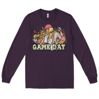 Plum game day baseball leopard Long Sleeve Tee - HowdyJamesFarm