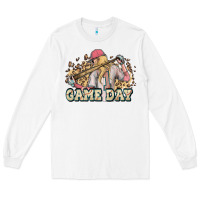 White game day baseball leopard Long Sleeve Tee - HowdyJamesFarm