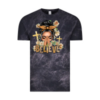 Cloud Black Gray Hair Believe Praying Caucasian Messy Bun Vintage Tee - texasbilliewilder