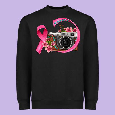 Floral Cancer Ribbon Vintage Camera Heavyweight Sweatshirt Designed By Fadigitalartstudio