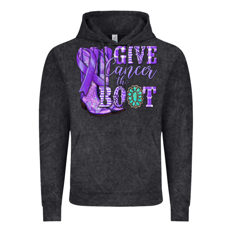 Give Cancer The Boot Purple Ribbon Vintage Hoodie by NancyCooperArtShop | Teevron
