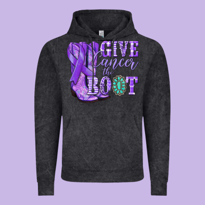 Give Cancer The Boot Purple Ribbon Vintage Hoodie Designed By Nancycooperartshop