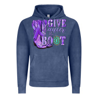 Vintage Denim Give Cancer the boot purple ribbon Vintage Hoodie - NancyCooperArtShop