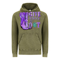 Vintage Olive Give Cancer the boot purple ribbon Vintage Hoodie - NancyCooperArtShop