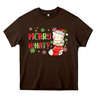 Chocolate Brown merry what christmas cat Heavy Core Tee - MaliasSmallBusiness