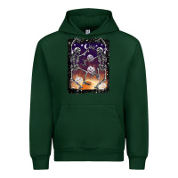 Forest Green halloween dancing skeletons stars Urban Hoodie - BarkalooDesign