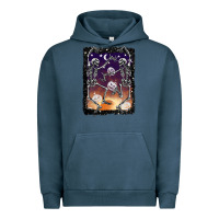 Pigment Midnight Navy halloween dancing skeletons stars Urban Hoodie - BarkalooDesign
