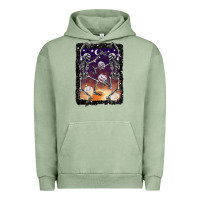 Pigment Oil Green halloween dancing skeletons stars Urban Hoodie - BarkalooDesign