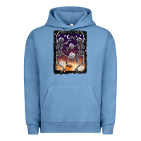 Pigment Pebble Blue halloween dancing skeletons stars Urban Hoodie - BarkalooDesign