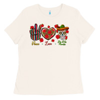 Bone Peace Love Dia De Los Muertos Ladies Tee - BundleAndBundleShop