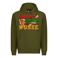 Army Green Santa's Favorite Nurse Premium Hoodie - FaDigitalArtStudio