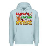 Blue Mist Santa's Favorite Nurse Premium Hoodie - FaDigitalArtStudio