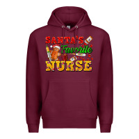 Burgundy Santa's Favorite Nurse Premium Hoodie - FaDigitalArtStudio