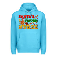 Ocean Blue Santa's Favorite Nurse Premium Hoodie - FaDigitalArtStudio